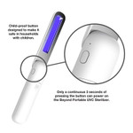 UVC Portable Sterilizer Wand, 253.7 Wavelength, Gyroscopic Sensor, Automatic Shut Off, Child Safety Button, EPA Approved.

UVC portable power wand sterilizer is a very innovative ultraviolet disinfection lamp. Product offers compact on-the-go sanitizing. Assured of safe operation with the use of a child safety button and gyroscopic automatic shut off. The pocket sized UVC sterilizer are an essential handheld tool in protecting yourself against the invisible germs that lurk on all the objects being touched at home or outside. Product sterilizes without chemicals or irritants. Kills up to 99.9 percent of germs and mites on hard surfaces.

UVC portable wand offers 20,000 hours of service life. Product has EPA approval. Very convenient USB or battery powered. Well designed gyroscopic sensor with automatic shut off whenever rotation of past ninety degrees occurs in order to protect your eyes. Also features child proof button designed for safe households for children. Power button requires three seconds of continuous pressing to power on. 253.7 UV wavelength. Three watt maximum power. Battery working life of three hours.

NOTE: UVC light should never be exposed to your eyes or skin.