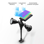 Solar LED, Dual Adjustable Head, Landscaping Security Spotlight, 7 Watt, 1000 Lumen, 36 LED, 4 Lighting Modes, IP65, 5 Year Warranty.

The Dual head LED fixture can be used to illuminate and enhance landscaping projects or as a true security application. Easy installation which requires no wiring or trenching. The sun supplies the power. Flexibility to decorate garden, pathway, lawn, yard, walkway, pond or any area where line voltage is not accessible. Fixture features high output 1000 lumen, 7 watt, 36 LEDs to assure high quality light for multiple applications.

Polycrystalline 6V 3 Watt solar panel. Lithium 3.7V 5200mAh battery. Constructed ABS with a IP65 rating for trouble free weather proof operation. PIR motion sensing.
Chose from 4 lighting modes.
Mode #1 is dim then bright light with motion sensor. Spotlight will stay dim until motion is detected and will turn bright.
Mode #2: Light turns off then to bright with motion sensor. Light will turn off until motion is detected and will turn to bright. Mode #3: Light is always on bright. Light will remain on bright lighting for 4 hours.
Mode #4: Light is always on dim. Light will remain on dim for 8 hours.
We back our quality with an industry leading 5 year warranty.

 Product Technical Data:

• SKU: GS-2H-SL-1103
• Ref: 1103
• Brand: LSS
• Wattage: 7 Watts
• Lumens: 1000 Lumen
• Kelvin: 6000K
• Weight:   2Lbs.
• Height: Adjustable to 24 Inches
• Depth: 7 Inches
• Length: 12 Inches
• Base: Stake or Mount
• Mount: In Ground or Wall
• Light Source: LED
• LED Type: 36 High Output SMD
• IP: 65
• CRI: 80
• Beam Angle: 150 Degree
• Life Time: 50,000 Hours
• Warranty: 5 Years
• Body Color: Black