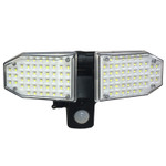 LED Solar Powered Outdoor Security Motion Activated Floodlight, 10 Watts, 100 High Output LED's, IP65, 5 Year Warranty. 

 This LED floodlight is equipped with 100 super bright LEDs. The light includes a high efficiency solar panel. LED solar floodlight has state-of-the art weather proof solar panels using high efficiency and poly-crystalline material which optimizes sunlight conversion to electricity. The recently updated solar panel power allows faster battery charging with less sunshine. With 100 super bright white LED's, it offers an 800 lumen output. The adjustable side lamp heads move upwards, downwards and horizontally for maximum lighting coverage.

Product has a smart and sensitive motion sensor. The motion detector will sense the movement automatically. This light will automatically turn on at night when motion is detected. Compared to other similar solar outdoor lights the white sensor ball head is larger and more powerful thus providing a longer sensor length with a detection distance of 24 to 40 feet and detection range of 120 degrees.

LED solar outdoor security flood light has a high IP65 rating for water resistance and durability. The solar security light has been upgraded to a higher waterproof level. With a IP65 rating the light fixture offers high protection against moisture. With construction of ABS plastic and aluminum the product insures added durability. The LED light delivers up to 6 hours of illumination (non-continuous) on a single charge. We back our quality with a very strong 5 year warranty. 

 Product Technical Data:

 • SKU: GS-SL-HB-FL2M-1109
• Ref: 1109
• Brand: LSS
• Wattage: 10 Watts
• Lumens: 800 Lumens
• Kelvin: 6000K
• Weight:   2Lbs.
• Width: 8.6 Inches
• Height: 5 Inches
• Depth: 5 Inches
• Mount: Wall Mount
• Light Source: 
• LED Type: High Output SMD
• IP: 65
• CRI: 80
• Beam Angle: 120 Degrees
• Life Time: 50,000 Hours
• Warranty: 5 Years
• Body Color: Solar Panel 5.6x3 Inches
• Wall Plug: Panel Attachment Cable 15 Feet
• Other 1: PIR Motion
• Other 2: 8 Hour Charge Time