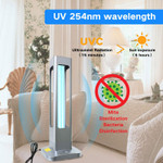 UVC 32 Watt Germicidal, Anti Viral, Anti Bacterial Lamp, High Performance, Motion Sensor, Wireless Remote One Touch Purifier, 3 Timer Settings.

Our UVC disinfection lamp is constructed with a high quality aviation aluminum shell. Lamp is very sturdy and stylish. UVC lamp is an intelligent choice for long time use of sterilization for home, office, school, hospital and any private or public areas.

A UVC Disinfection lamp is much more efficient than liquid disinfectant. Lamp offers no non-removable irritating odors left after disinfection. Lamp has a large coverage area of up to a 540 square foot room. Lamp features a high transmission rate and better sterilization effect. You can have peace of mind in that the lamp is safe and convenient to use and is very easy to store.

UVC lamp has a 254nm wave length with a long service life. We back our quality with a one year warranty. Germicidal UV Lamp Features timer switch with remote control. Plug in the lamp, turn on the switch, press "ON" button on the remote and choose the timer according to the user manual. Disinfection is within one touch. Light has a remote control distance of over 60 feet. The timing function is set at a 15 second delay timing. Lamp will start working 15 seconds after operated. Lamp can be timed 30, 60, or 120 minutes. The 15 seconds delay to start ensures that people have time to leave safely.

The UV germicidal lamp is suitable for sterilization, disinfection, deodorization. Give your family a healthier living environment. 99% sterilization rate. UVC lamp can be operated remotely through doors, walls, cabinets, etc. There is no limit on the angle, and you do not need to worry about being injured by ultraviolet radiation during operation. Health use for home, loft, office, factory, school, restaurant, clinic, hospital, hotel, casino, basement, mall, and any other private or public areas.

It is important to note that the device will emit very strong UVC light. The UVC light can harm your health, so the area must be vacated when the light is in operation. Pets should not be in the area being treated. When the germicidal lamp is turned on, leave the area unoccupied and keep the environment free of animals and plants. Never look directly at the germicidal light source. After the UVC sterilization lamp starts to work if an object moves within a distance of three meters the sensor will be triggered in order to protect human body and the lamp will stop working and enter the standby mode. You will need to manually restart through the button or remote control to power off. Enter the working mode and lamp will start working after 15 seconds.
 
Product Technical Data:

• SKU: GS-UVC-32W-1113
• Ref: 1113
• Brand: Global
• Wattage: 32 Watts
• Volts: 110V AC
• 480 Option: No
• Weight:   1.5Lbs.
• Width: 5.91 Inches
• Height: 16.34 Inches
• Depth: 5.91 Inches
• Light Source: LED
• LED Type: UVC
• Life Time: 8000 Hours
• Warranty: 1 Year
• Body Color: Silver
• Wall Plug: Yes
• Other 1: Power Cable Length 7 Feet