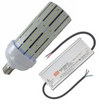 This bulb has the option of 4000, 5000 or 5700 kelvin. The 360 degree beam angle is an ideal choice for lighting commercial and industrial spaces. Many of our clients use this retrofit replacement for warehouses, storage rooms, schools, factories, supermarkets and shopping malls. The bulb produces super high lumen's and high power while being very energy efficient. Bulb is eight times as efficient as incandescent, five times efficient as metal halide and high pressure sodium lamps and twice as efficient as compact fluorescent bulbs. This LED utilizes a two component installation in that the bulb is equipped with an external driver and cooling fan. DLC listed for safety and reliability as well as potential utility company rebate. We back our quality with an industry leading 10 year warranty. *Take advantage of our 30 day risk free return policy.

