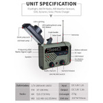 LED Solar Emergency Radio, NOAA Weather 5 Way Powered Solar Crank Radio Reciever with Siren, Flashlight, Reading Lamp, USB Phone Charger