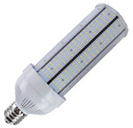 450 Watt HID or Metal Halide Replacement, Uses Only 100 Watts, 15,000 Lumen, DLC Listed, 10 Year Warranty.

One of the best selling commercial LED corn bulbs we stock.

A 100 watt LED corn bulb retrofit that produces a 75% energy savings over 450 watt metal halide and high pressure sodium lamps. The bulb is a true commercial grade quality LED that utilizes the latest technologies. Delivering 150 lumens per watt, this replacement lamp is as bullet proof of an LED corn bulb as you can get. We have sold thousands of these bulbs with virtually no failures. Manufactured with poly-carbonate covered LED's ensures a dust proof and moisture proof installation.

5000K to 5700K kelvin is standard, 3000K and 4000K kelvin is available special order at no additional cost. The 360 degree beam angle is ideal for lighting commercial and industrial spaces such as warehouses, storage rooms, schools, factories, supermarkets, car dealerships, shopping malls. An excellent bulb for high bay fixtures and post top fixtures. Best suited for open bottom or good air flow style fixtures. The LED uses a universal voltage of 100V to 277V AC, a 480V AC option is available. Industry leading 50,000 hours estimated life. This LED bulb is environmentally friendly, containing no glass, no mercury and no lead.

Producing high lumen with high power, the lamp is very energy efficient: Eight times as efficient as incandescent bulbs, five times as efficient as metal halide and high pressure sodium lamps, and twice as efficient as compact fluorescent bulbs. The bulb is equipped with an internal driver and includes a internal cooling fan. ETL listed for safety and reliability, as well as DLC certified for potential utility company maximum rebates. We back our quality with an industry leading 10 year warranty. Take advantage of our 30 day risk free return policy.

Not suitable for totally enclosed fixtures.

NOTE: When retrofitting LED to HID fixtures, the ballast must be by passed or removed when present. Eliminating the ballast saves additional costs related to maintenance, energy consumption and performance. Additionally, by passing the ballast will insure no RFI interference or audible buzz is generated. Reduces energy consumption in excess of 70% with higher lumen's per wattage. 
