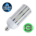 1,000 Watt HID Or Metal Halide LED Replacement.
The LED Uses Only 200 Watts, Producing A Massive 30,000 Lumens.

A consistent best selling true commercial LED corn bulb to retrofit your current 1,000 watt metal halide and high pressure sodium lamps. A 480 volt AC option available.

This bulb has the option of 4000, 5000 or 5700 kelvin. The 360 degree beam angle is an ideal choice for lighting commercial and industrial spaces. Many of our clients use this retrofit replacement for warehouses, storage rooms, schools, factories, supermarkets and shopping malls. Bulb produces super high lumen's and high power while being very energy efficient. Bulb is eight times as efficient as incandescent, five times efficient as metal halide and high pressure sodium lamps and twice as efficient as compact fluorescent bulbs. This LED utilizes a single component installation in that the bulb is equipped with an internal driver and cooling fan. DLC listed for safety and reliability as well as potential utility company rebate. We back our quality with an Industry leading 10 year warranty. *Take advantage of our 30 day risk free return policy.

Will replace up to a 1,000 watt metal halide or high pressure sodium bulb. 

NOTE: When retrofitting LED to HID fixture, the ballast must be by-passed when present and proprietary power supply installed. Eliminating the ballast saves additional costs related to maintenance, energy consumption and performance. Additionally, by-passing the ballast will insure no RFI interference or audible buzz is generated.
Not suitable for enclosed fixtures. 