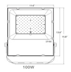 400 Watt HID Replacement LED Flood Light, Uses Only 100 Watts, 13,000 Lumens,  IP65 Rated, ETL Listed, 10 Year Warranty.

LED 100 watt flood light is an environmentally preferable, cost effective, maintenance free alternative to traditional HID lighting. It is built with high output LEDs and  internal driver. High IP65 rating for trouble free weather resistant outdoor operation.

With superior energy savings compared to a HID lamps, this flood light has a luminous flux of 13,000 and only uses 100 watts. Our LED flood lights are widely used to illuminate facades, landscapes, parking areas, sport fields, and displays in hospitality, public places, office buildings, shopping plazas, apartment complexes, parking lots, and schools.

Built with a die casting aluminum alloy housing construction, and powder coated for anti corrosion and anti oxidation. Tempered glass lens and ETL listed for safety and reliability. We back our quality with an industry leading 10 year warranty. Take advantage of our 30 day risk free return policy.