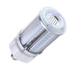 IP64 Enclosed Fixture 100 Watt Retrofit
LED Corn Bulb 3,700 Lumen, 30 Watt IP64 Retrofit.
Replaces 100 Watt HID, 480V Option
SKU: GS-CE39-30YL1-EF

This 30 watt, 3,700 lumen IP64 commercial LED corn bulb is the perfect enclosed fixture replacement for expensive, energy inefficient metal halide, incandescent and compact fluorescent bulbs. This 5,000-5,700K kelvin bulb has a 360-degree beam angle which is ideal for lighting commercial and industrial spaces such as warehouses, storage rooms, factories, supermarkets and shopping malls. This high power bulb is very energy efficient: Eight times as efficient as incandescent bulbs, five times as efficient as metal halide bulbs, and twice as efficient as compact fluorescent bulbs.

NOTE: When retrofitting LED to HID fixture, ballast must be by-passed when present. Eliminating the ballast saves additional costs related to maintenance, energy consumption and performance. Additionally, by-passing ballast will insure no RFI interference or audible buzz is created.

This bulb is recommended for enclosed fixtures.
480 voltage step-down option available.

    Brand: Global
    Compare To: 100+ Watt HID
    Color: White
    Length: 7.9 Inches
    Color (Kelvin): 5,000 K
    Diameter: 3.35 Inches
    Wattage: 30 Watts
    Volts: 100-277V AC or 480V AC Option
    Beam Angle: 360°
    Light Source: LED's
    Lumens: 3,700
    CRI: 80
    BASE: E39
    Listings: CE RoHS