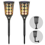 LED Solar 2 Pack Flame Dancing Torch Lights, 3 Watts, Dusk to Dawn Operation, 5 Year Warranty, Two Pack $29.90. 

Head turning awesome LED flame effect torches are the safe alternative to real flames. The LED flames are fully powered by the solar cells on top of the unit turn themselves on and off with their integrated dusk to dawn sensor. Lights will run all night on a 8 hour charge in the sun. These are a real show stopper and great to enhance the look of your landcape lighting. True effect of dancing like flame. LEDs dancing flickering flame lighting effect is amazing, greatly improve the atmosphere of your landscape lighting area. 

Light has carved pattern with grid design for the shell, it looks elegant and classy when light illuminate from inside LED lamp. Solar powered LED lamp with rechargeable battery, automatically charge during daytime and working time is more than 8 hours. Light sensor control will automatically light in darkness and turn off automatically in bright areas. 

Equipped with tube and spike. Easily installed ground and lawn. Long lifespan, built in protection function, such as over charge, over discharge, and over current. Product has safe to use short circuit protection. Multi applications with IP65 waterproof rating. Widely used in garden, patio, weddings, party decoration, yards, driveways and overall illumination. We back our quality with a very strong 5 year warranty. Take advantage of our 30 day no risk return policy. 

Brand: Global
Ref: 930
Wattage: 3 Watts
Dusk To Dawn Operation
Rechargeable Battery
Mount: Spike
IP: 65
Waterproof
Flame Dancing Torch
Warranty: 5 Years