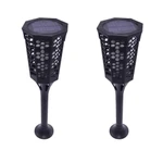 LED Solar 2 Pack Flame Dancing Torch Lights, 3 Watts, Dusk to Dawn Operation, 5 Year Warranty, Two Pack $29.90. 

Head turning awesome LED flame effect torches are the safe alternative to real flames. The LED flames are fully powered by the solar cells on top of the unit turn themselves on and off with their integrated dusk to dawn sensor. Lights will run all night on a 8 hour charge in the sun. These are a real show stopper and great to enhance the look of your landcape lighting. True effect of dancing like flame. LEDs dancing flickering flame lighting effect is amazing, greatly improve the atmosphere of your landscape lighting area. 

Light has carved pattern with grid design for the shell, it looks elegant and classy when light illuminate from inside LED lamp. Solar powered LED lamp with rechargeable battery, automatically charge during daytime and working time is more than 8 hours. Light sensor control will automatically light in darkness and turn off automatically in bright areas. 

Equipped with tube and spike. Easily installed ground and lawn. Long lifespan, built in protection function, such as over charge, over discharge, and over current. Product has safe to use short circuit protection. Multi applications with IP65 waterproof rating. Widely used in garden, patio, weddings, party decoration, yards, driveways and overall illumination. We back our quality with a very strong 5 year warranty. Take advantage of our 30 day no risk return policy. 

Brand: Global
Ref: 930
Wattage: 3 Watts
Dusk To Dawn Operation
Rechargeable Battery
Mount: Spike
IP: 65
Waterproof
Flame Dancing Torch
Warranty: 5 Years