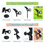 LED Solar Powered 1 Watt Lawn Light, 200 Lumens, 6 Pcs 50 Lumen LED's, Dual Adjustment Feature, IP65, 5 Year Warranty
LED solar powered lawn light offers separate adjustments for the light and solar panel. Unlike other light with combined solar panel and light, our light is fully adjustable. It's not only able to illuminate your desired spot but also to get optimum sun exposure.

Product offers 2 lighting modes. One simple mode button makes is easy to choose. Low-light mode 8 to 12 hours of illumination. High-light mode for 4 to 6 hours of illumination.

High conversion rate and auto on & off: Made of 1.5 Watt mono-crystalline silicon which allows fixture to charge  much faster than other light in the same sun condition. LED solar powered lawn light detects brightness changes in external environment and automatically switch on and off to help to eliminate the stress of having to physically turn fixture on and off. Very easy tool-free Installation. Mounting options of in ground or use included screws to mount on the wall. No wiring or cabling required. The sun provides the power. Perfect for illuminating pathway, patio, landscape, porch, pool, deck, flag etc.

Quality guaranteed and long life span: Upgraded IP65 rating to withstand any extreme weather conditions. We back our quality with an industry leading 5 year warranty. Take advantage of our 30 day return policy.

 

Product Technical Data: 

SKU: GS-SL-BL-LL-5W-962
Ref: 962
Brand: LSS
Wattage: 1 Watt
Replaces: 
Lumens: 200
Kelvins: 5000
Height: 10 Inches
Diameter: Depth 6 Inches
Width: 3.5 Inches
Weight: 1.43 Lbs
Base: Lawn Stake
Mount: Adjustable
Light Source: 
LED Type: 6 Pcs 50 lumen LED's
IP: 65
CRI: 80
Beam Angle: 180 Degrees
Dimmable: Yes
Life Time: 50,000 Hours
Warranty: 5 Years
Body Color: Black