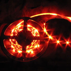 RED LED Ribbon Flex, 60 LED's Per Meter, 300 LED's Per 16.4 Foot Spool, 12V, Dimmable
