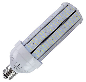 450 Watt HID or Metal Halide Replacement, Uses Only 100 Watts, 15,000 Lumen, DLC Listed, 10 Year Warranty.

One of the best selling commercial LED corn bulbs we stock.

A 100 watt LED corn bulb retrofit that produces a 75% energy savings over 450 watt metal halide and high pressure sodium lamps. The bulb is a true commercial grade quality LED that utilizes the latest technologies. Delivering 150 lumens per watt, this replacement lamp is as bullet proof of an LED corn bulb as you can get. We have sold thousands of these bulbs with virtually no failures. Manufactured with poly-carbonate covered LED's ensures a dust proof and moisture proof installation.

5000K to 5700K kelvin is standard, 3000K and 4000K kelvin is available special order at no additional cost. The 360 degree beam angle is ideal for lighting commercial and industrial spaces such as warehouses, storage rooms, schools, factories, supermarkets, car dealerships, shopping malls. An excellent bulb for high bay fixtures and post top fixtures. Best suited for open bottom or good air flow style fixtures. The LED uses a universal voltage of 100V to 277V AC, a 480V AC option is available. Industry leading 50,000 hours estimated life. This LED bulb is environmentally friendly, containing no glass, no mercury and no lead.

Producing high lumen with high power, the lamp is very energy efficient: Eight times as efficient as incandescent bulbs, five times as efficient as metal halide and high pressure sodium lamps, and twice as efficient as compact fluorescent bulbs. The bulb is equipped with an internal driver and includes a internal cooling fan. ETL listed for safety and reliability, as well as DLC certified for potential utility company maximum rebates. We back our quality with an industry leading 10 year warranty. Take advantage of our 30 day risk free return policy.

Not suitable for totally enclosed fixtures.

NOTE: When retrofitting LED to HID fixtures, the ballast must be by passed or removed when present. Eliminating the ballast saves additional costs related to maintenance, energy consumption and performance. Additionally, by passing the ballast will insure no RFI interference or audible buzz is generated. Reduces energy consumption in excess of 70% with higher lumen's per wattage. 