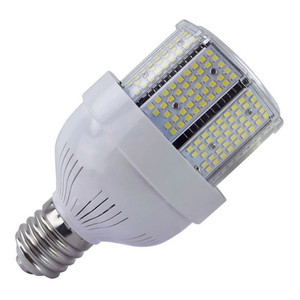 200 Watt HID Replacement, Stubby LED Corn Bulb, Using Only 65 Watts, 9,750 Lumens, ETL & DLC Listed, 10 Year Warranty.

The 65 watt stubby bulb is one of our top selling products. The stubby series bulbs are a great solution for fixtures with limited clearance. Only 6.70 Inches in length. Stubby 65 watt, 9,750 lumen commercial LED corn bulb is the perfect 200 watt replacement for expensive, energy inefficient metal halide, high Pressure sodium, incandescent and compact fluorescent bulbs.

Options of 400K, 5000, and 5700 kelvin. This bulb has a 360 degree beam angle which is ideal for lighting commercial and industrial spaces such as hotels, schools, warehouses, storage rooms, factories, supermarkets and shopping malls. Small size but high powered. This Stubby offers 150 lumens per watt which is at the high end of LED technology. Very energy efficient in that bulb is eight times as efficient as incandescent bulbs, five times as efficient as metal halide bulbs.

The bulb is also twice as efficient as compact fluorescent bulbs. Poly-carbonate covered LED's' for dust proof, moisture proof application. DLC listed for potential utility company rebate.

We back our quality with an industry leading 10 year warranty. Take advantage of our 30 day risk free return policy. *Not recommended for enclosed type fixtures.

NOTE: When retrofitting LED to HID fixture, ballast must be bypassed or removed when present. Eliminating the ballast saves additional costs related to maintenance, energy consumption and performance. Additionally, bypassing ballast will insure no RFI interference or audible buzz is generated.