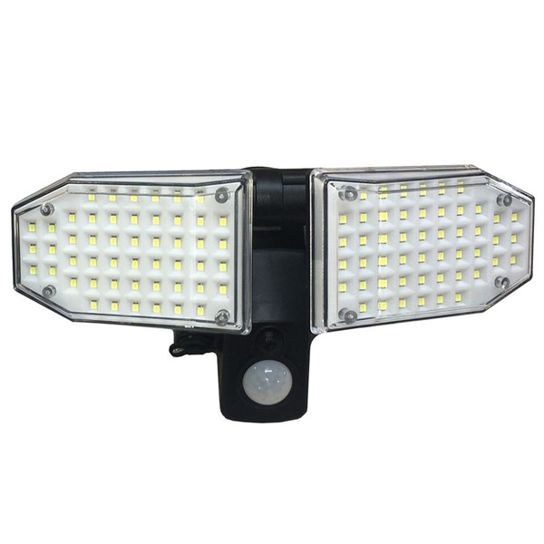 LED Solar Powered Outdoor Security Motion Activated Floodlight, 10 Watts, 100 High Output LED's, IP65, 5 Year Warranty. 

 This LED floodlight is equipped with 100 super bright LEDs. The light includes a high efficiency solar panel. LED solar floodlight has state-of-the art weather proof solar panels using high efficiency and poly-crystalline material which optimizes sunlight conversion to electricity. The recently updated solar panel power allows faster battery charging with less sunshine. With 100 super bright white LED's, it offers an 800 lumen output. The adjustable side lamp heads move upwards, downwards and horizontally for maximum lighting coverage.

Product has a smart and sensitive motion sensor. The motion detector will sense the movement automatically. This light will automatically turn on at night when motion is detected. Compared to other similar solar outdoor lights the white sensor ball head is larger and more powerful thus providing a longer sensor length with a detection distance of 24 to 40 feet and detection range of 120 degrees.

LED solar outdoor security flood light has a high IP65 rating for water resistance and durability. The solar security light has been upgraded to a higher waterproof level. With a IP65 rating the light fixture offers high protection against moisture. With construction of ABS plastic and aluminum the product insures added durability. The LED light delivers up to 6 hours of illumination (non-continuous) on a single charge. We back our quality with a very strong 5 year warranty. 

 Product Technical Data:

 • SKU: GS-SL-HB-FL2M-1109
• Ref: 1109
• Brand: LSS
• Wattage: 10 Watts
• Lumens: 800 Lumens
• Kelvin: 6000K
• Weight:   2Lbs.
• Width: 8.6 Inches
• Height: 5 Inches
• Depth: 5 Inches
• Mount: Wall Mount
• Light Source: 
• LED Type: High Output SMD
• IP: 65
• CRI: 80
• Beam Angle: 120 Degrees
• Life Time: 50,000 Hours
• Warranty: 5 Years
• Body Color: Solar Panel 5.6x3 Inches
• Wall Plug: Panel Attachment Cable 15 Feet
• Other 1: PIR Motion
• Other 2: 8 Hour Charge Time