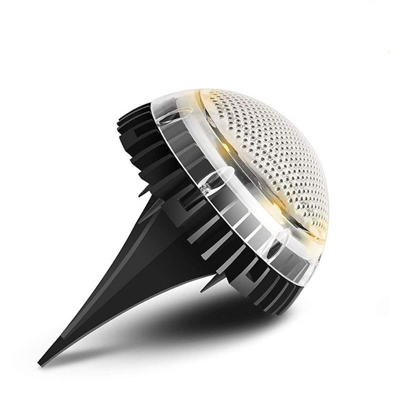 LED Solar Powered Waterproof Ground & Wall Dome Light, Eight LED's, IP67 Rated.

The light is manufactured of high impact ABS and has a very high IP67 rating for long life and trouble free operation in all weather conditions. This LED solar waterproof garden light can be used to illuminate pathway's, patio's, garden's, lawn's, wall's, deck's, driveway's, stair's, corridor's, swimming pool's, and just about anywhere else a quick easy installation lighting solution is needed. The LEDs are treated with waterproof dripping glue. To further the waterproof operation there is a silicone seal ring on the exterior lamp shade dome which doubles the waterproof effect.

A very high efficiency charging system utilizes several upgrades to the solar panel increasing the charging efficiency by 20%. Charging time is reduced to just six hours for a full charge under normal sunlight. A fully charged light will illuminate for up to eight hours at night. Multiple installation options facilitates the installation of in-ground, on a flat floor, or mounted on the wall. The battery is 1.2V AA 600mAh and is rechargeable. Product features on/off switch. We back the product with a very strong two year warranty.