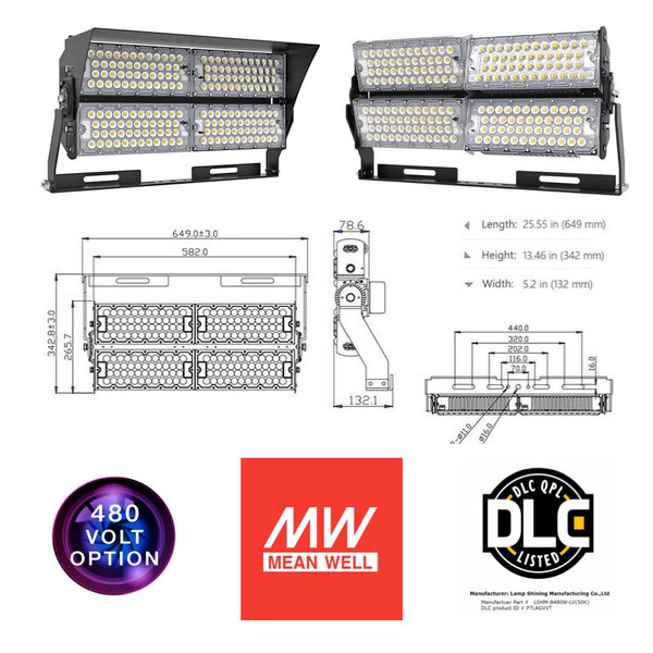 Lamp Shining 240W LED Stadium Light, Vertical, 37800 Lumens, 500W MH  Equivalent, 5000K (Lamp Shining LSHM-240W-LV(5000K))