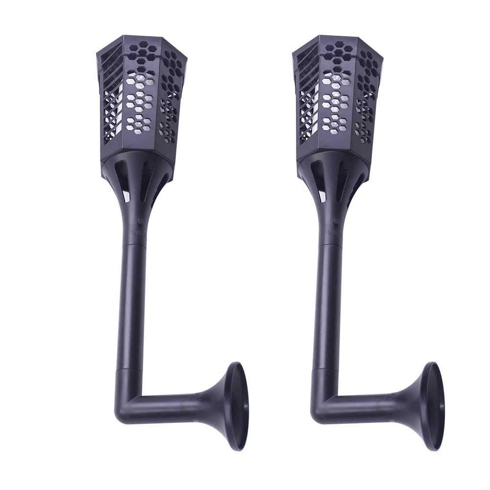 Solar Powered LED Flame Effect Landscape Torches  with Dusk to Dawn Operation 2 Pack SKU#GS-SFL These Awesome LED Flame Effect Torches are the safe alliterative to real flames. The LED Flames are fully powered by the solar cells on top of the unit turn themselves on and off with their integrated dusk to dawn sensor. These run all night on a 8 hour charge in the sun.  Solar Charged Never Needs Batteries Cool Flame Effect  Multiple Configurations included   Length: 10-30 Inches depending on configuration  Width: 2.5 Inches Wattage: 3 Watt each  Volts: Solar Rechargeable Light Source: Flame Dance LED