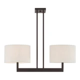 Hayworth 2 Light Linear Chandelier with Fabric Shades by Livex - 42403