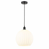 White Venetian 1 Light Steel Cord Hung Medium Pendant by Innovations - 616-1P-G1217-14