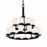 Textile Dakota 21 Light Large 2 Tier Chandelier by Justice Design - FAB-8767-10-WHTE