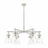 Newton Cone 6 Light Stem Hung Chandelier 26 Inch Wide by Innovations - 411-6CR-G411-7