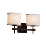 Textile Union 2 Light Oval Whte Vanity Light by Justice Design - FAB-8412-30-WHTE