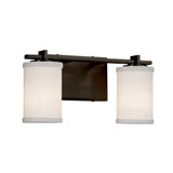 Textile Era 2 Light Cylinder Whte Vanity Light by Justice Design - FAB-8442-10-WHTE