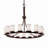 Textile Dakota 15 Light Oversized Chandelier by Justice Design - FAB-8715-10-WHTE