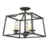Athena 3 Light 14.5 Inch Wide Semi Flush Mount by Golden - 3072-SF