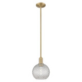 Athens 1 Light Basketweave Stem Hung Mini Pendant 10.63 Inch by Innovations - 716-1S-G122C-8