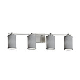 Textile Era 4 Light Cylinder Gray Vanity Light by Justice Design - FAB-8444-10-GRAY