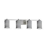 Textile Era 4 Light Cylinder Gray Vanity Light by Justice Design - FAB-8444-10-GRAY
