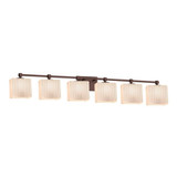 Fusion Tetra 6 Light Rectangle Rbon Glass Vanity Light by Justice Design - FSN-8426-55-RBON