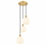 White Venetian 3 Light Steel Cord Hung Medium Pendant by Innovations - 113B-3P-G1217-8
