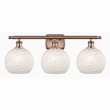 White Mouchette 3 Light Vanity Light 28 Inch Wide by Innovations - 516-3W-G1216-8