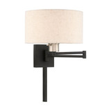 1 Light Swing Arm Wall Sconce with Fabric Shade 11 Inch Wide by Livex - 40037
