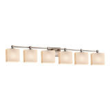 Fusion Tetra 6 Light Rectangle Opal Glass Vanity Light by Justice Design - FSN-8426-55-OPAL