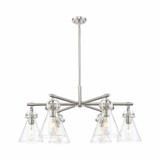 Newton Cone 6 Light Stem Hung Arch Chandelier 26 Inch Wide by Innovations - 410-6CR-G411-7