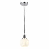 White Venetian 1 Light Cord Hung Mini Pendant 8 Inch Tall by Innovations - 616-1P-G1217-6