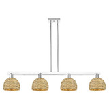 Woven Rattan 4 Light Stem Hung Island 9.63X 50.75 Inch Wide by Innovations - 716-4I-RBD-8