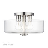 Whitworth 3 Light 14.5 Inch Wide Semi Flush Mount by Livex - 46123
