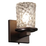 Veneto Luce Dakota 1 Light Cylinder Clrt Wall Sconce by Justice Design - GLA-8771-16-CLRT