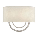 Stratton 2 Light Oatmeal Shade Wall Sconce 15 Inch Tall by Livex - 60273