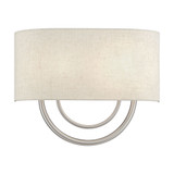 Stratton 2 Light Oatmeal Shade Wall Sconce 15 Inch Tall by Livex - 60273
