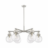 Newton Sphere 6 Light Stem Hung Chandelier 26 Inch Wide by Innovations - 411-6CR-G410-7