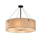 Textile Finials 8 Light Whte F2 Oversized Drum Pendant by Justice Design - FAB-9537-WHTE-F2