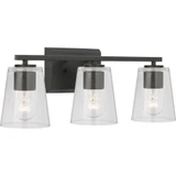 Vertex 3 Light Clear Glass Vanity Light by Progress - P300459