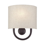 Stratton 1 Light Oatmeal Shade Wall Sconce 10.5 Inch Tall by Livex - 60271