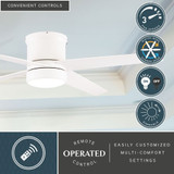 Erie 4 Blade Flush Mount Ceiling Fan with Light Kit 52 Inch Wide by Vaxcel - F0106