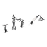 Weymouth 2 Handle Roman Tub Faucet Includes Hand Shower TS21102 by Moen - TS21102