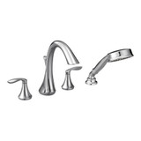 Eva Two Handle RomanTub Faucet Includes Hand Shower Multiple Finish by Moen - T944